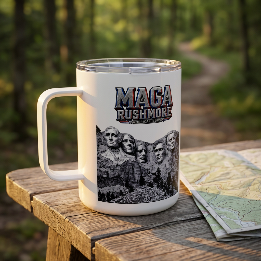 MAGA Rushmore 10oz Insulated Coffee Mug | Trump Added to Mount Rushmore