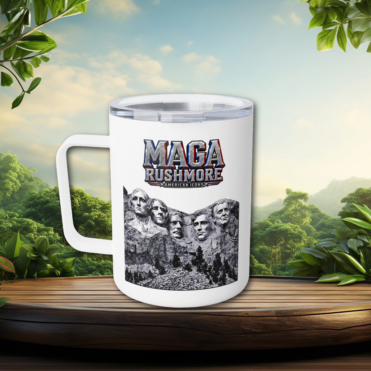 MAGA Rushmore 10oz Insulated Coffee Mug | Trump Added to Mount Rushmore