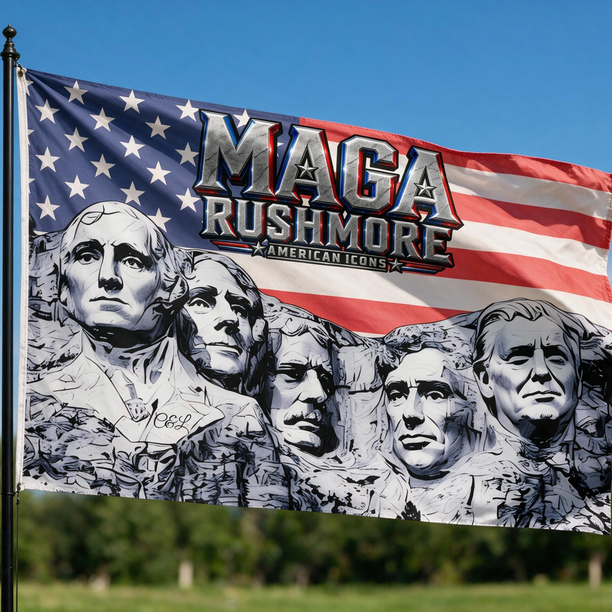 MAGA Rushmore American Icons Double-Sided Flag