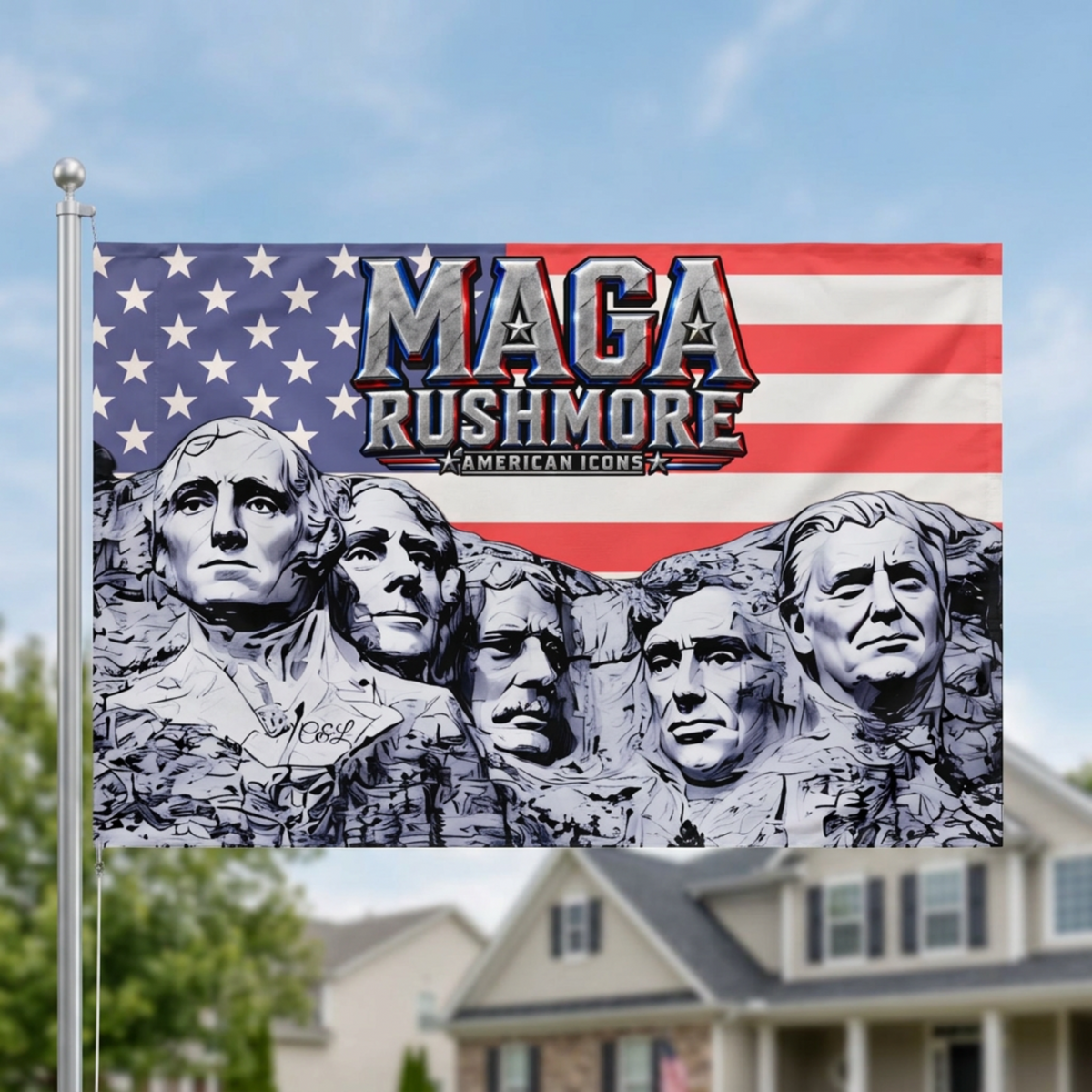 MAGA Rushmore American Icons Double-Sided Flag