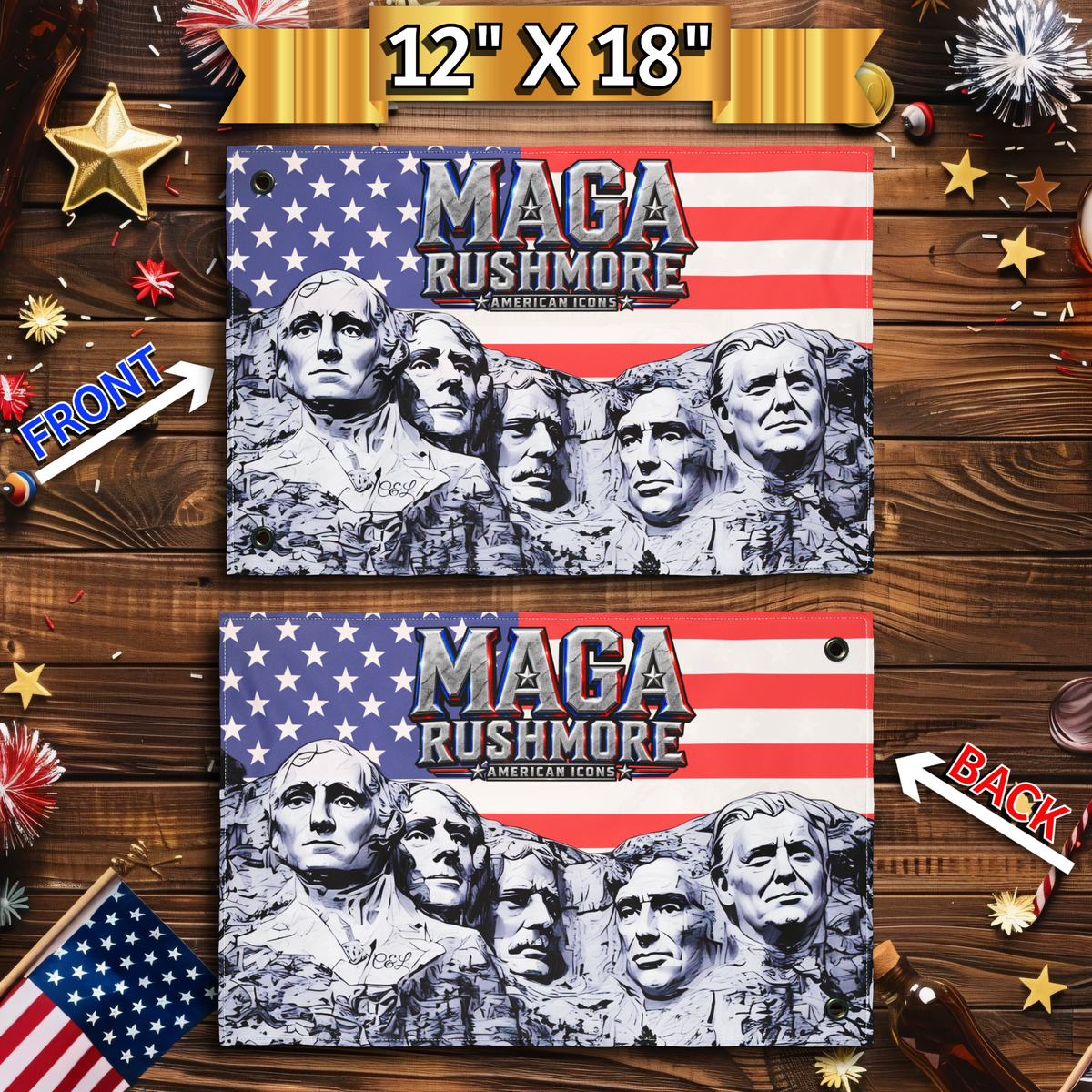 MAGA Rushmore American Icons Double-Sided Flag