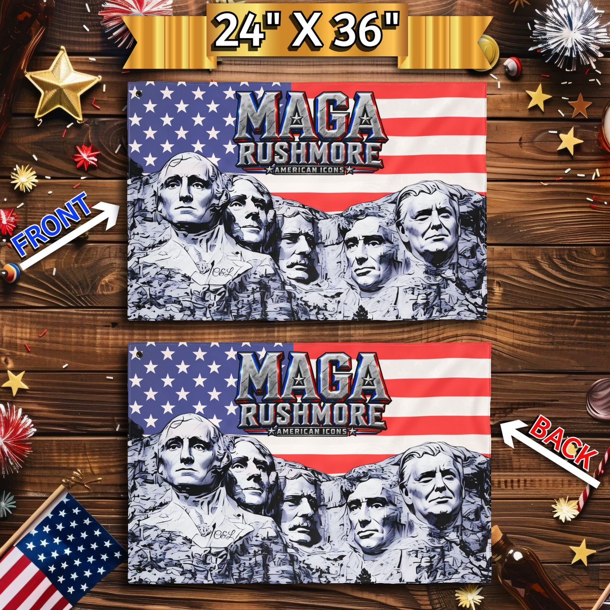 MAGA Rushmore American Icons Double-Sided Flag