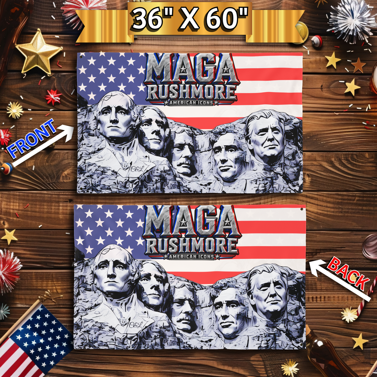 MAGA Rushmore American Icons Double-Sided Flag