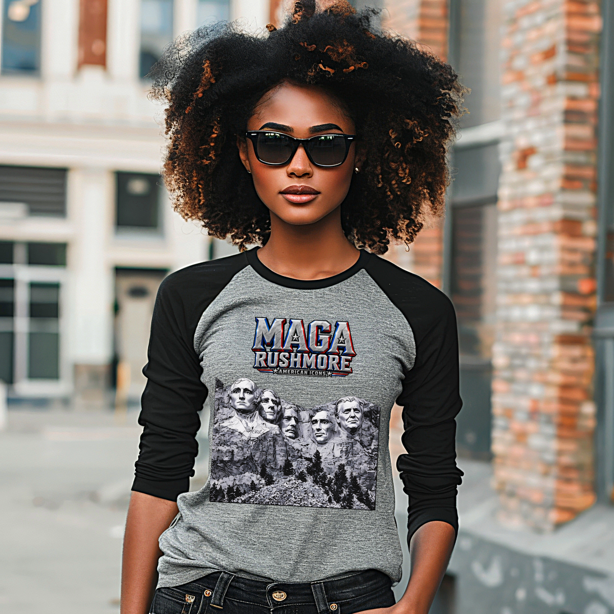 MAGA Rushmore Raglan Shirt | American Icons Baseball Tee
