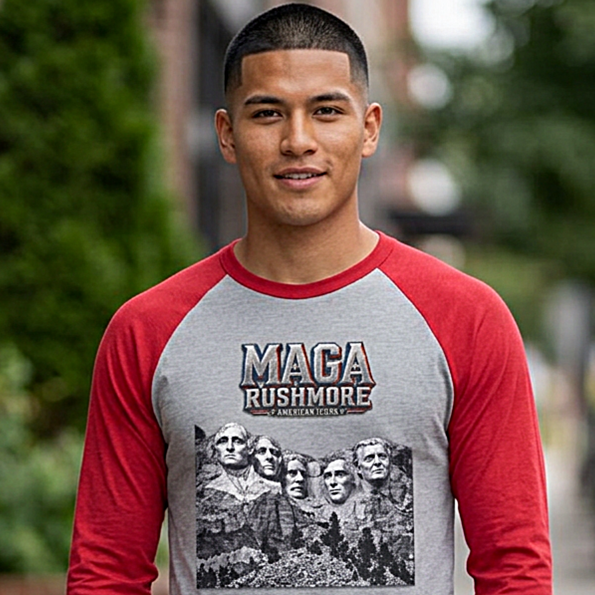 MAGA Rushmore Raglan Shirt | American Icons Baseball Tee