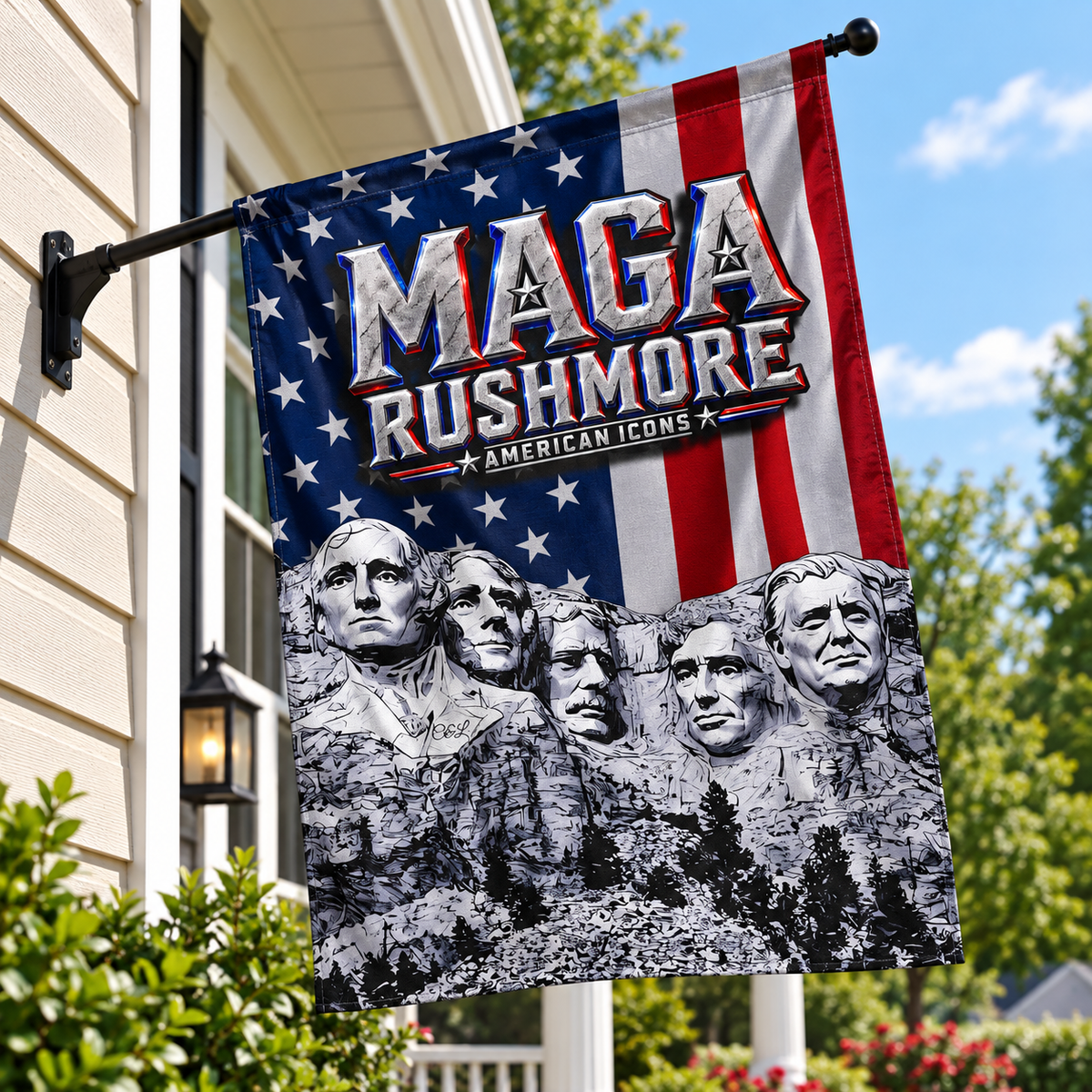 MAGA Rushmore Garden Flag | American Icons Patriotic Banner for Yard, Porch & Outdoor Decor