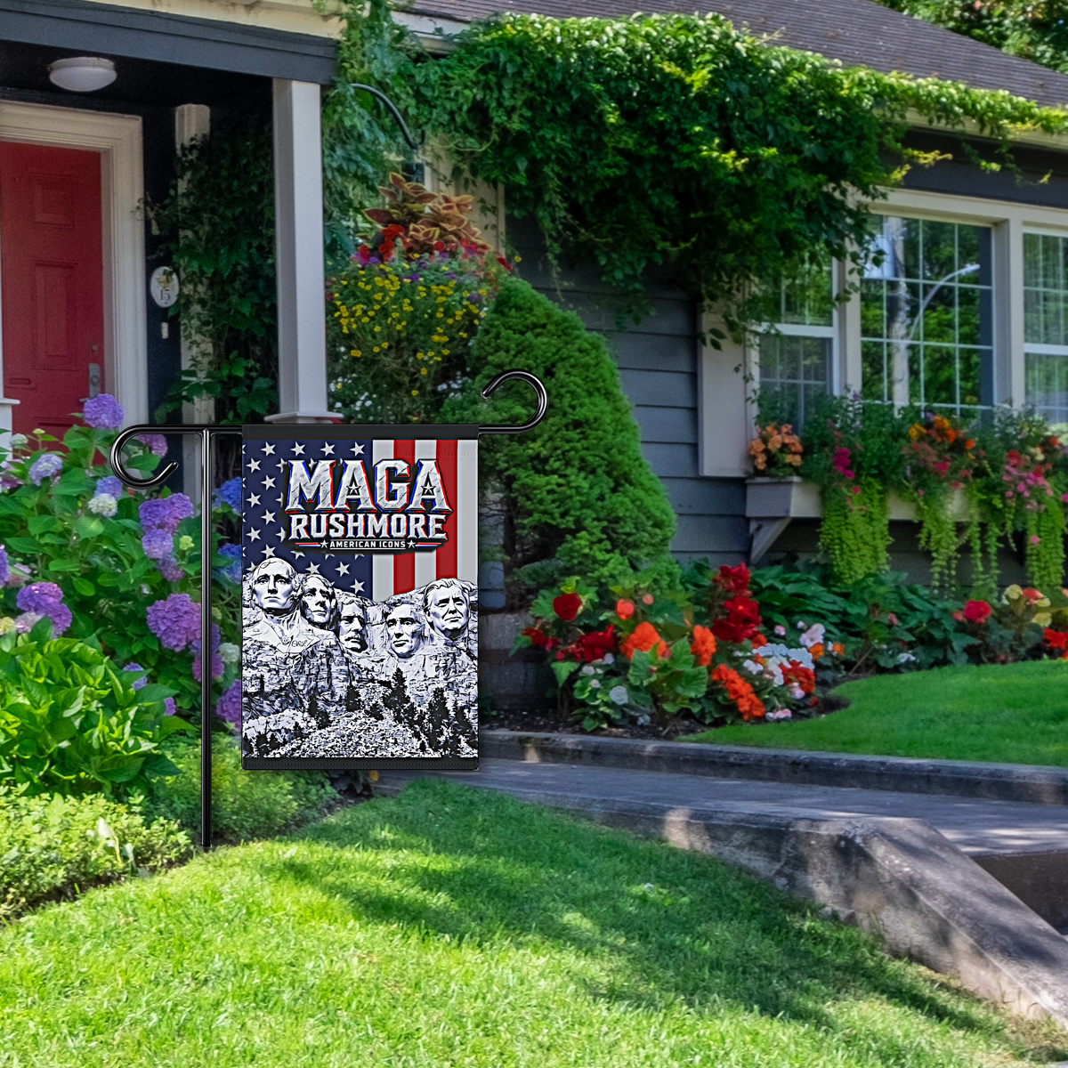 MAGA Rushmore Garden Flag | American Icons Patriotic Banner for Yard, Porch & Outdoor Decor