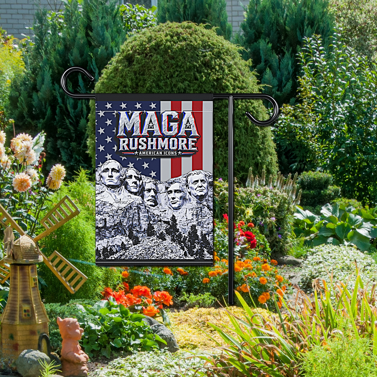 MAGA Rushmore Garden Flag | American Icons Patriotic Banner for Yard, Porch & Outdoor Decor