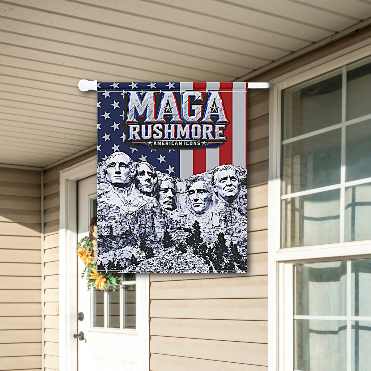 MAGA Rushmore Garden Flag | American Icons Patriotic Banner for Yard, Porch & Outdoor Decor