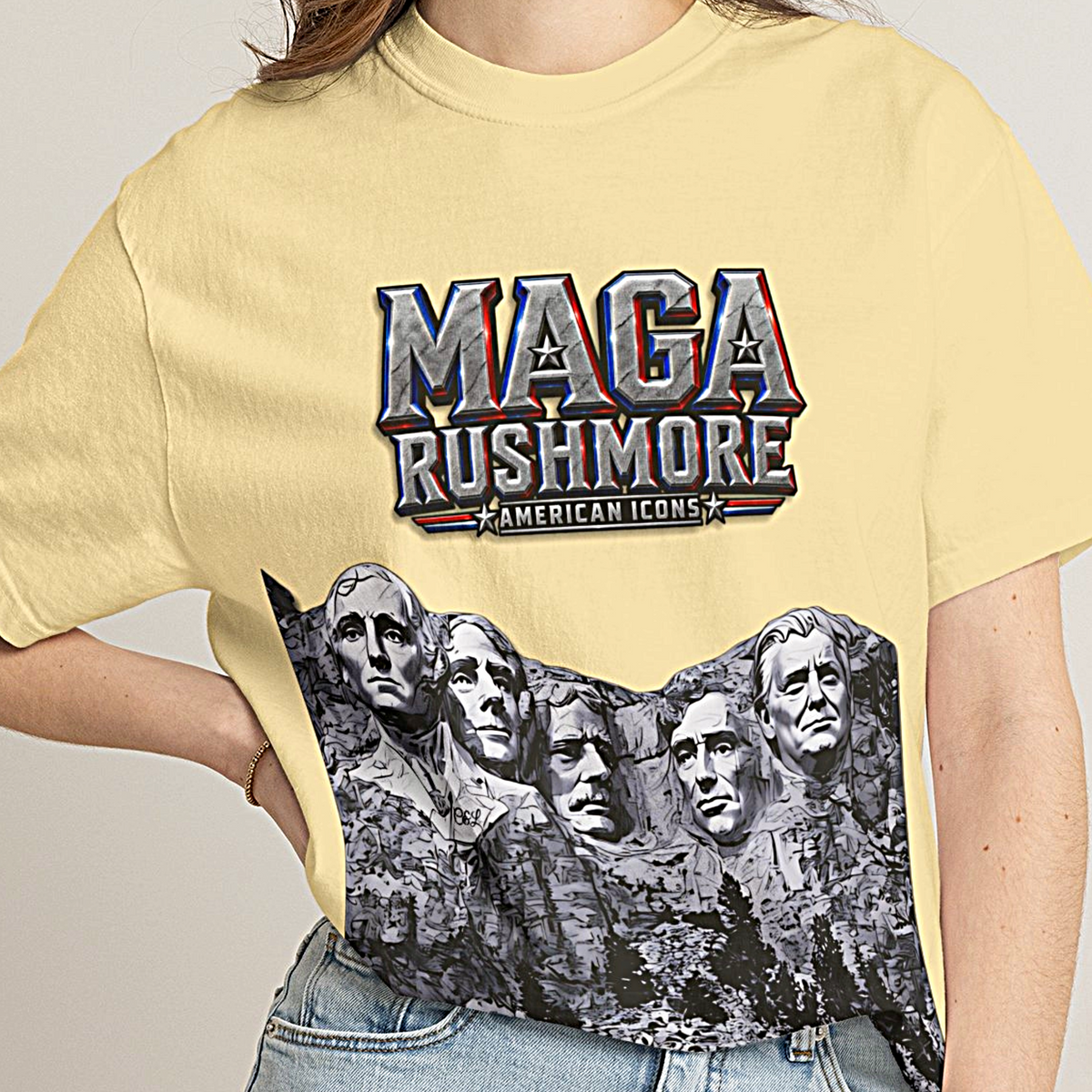 MAGA Rushmore | American Icons T-Shirt - Trump added to Mount Rushmore