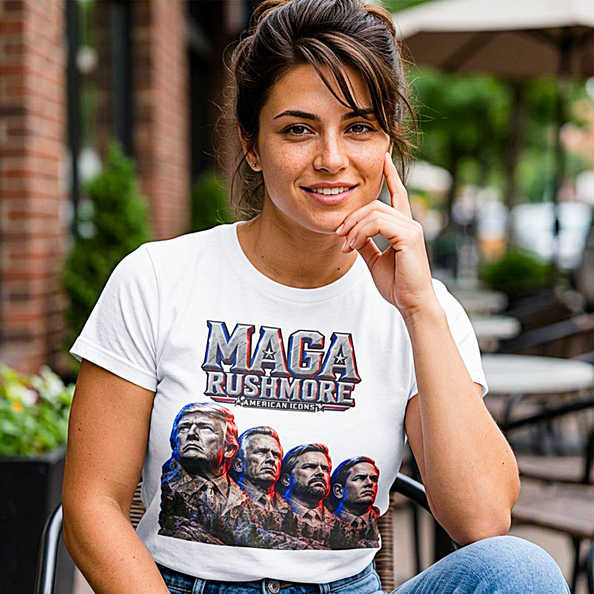 MAGA Rushmore American Icons Crewneck T-Shirt