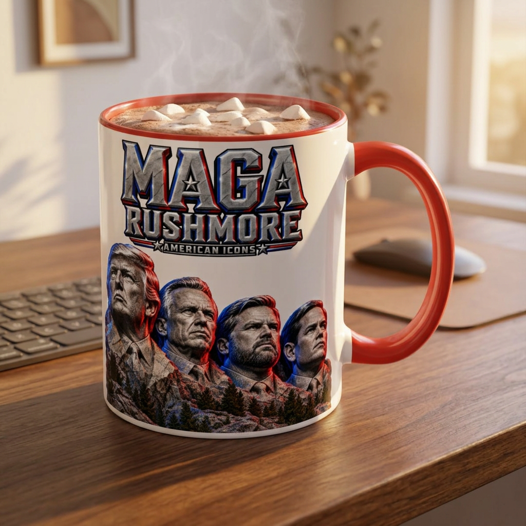 MAGA Rushmore Accent Mug | Trump American Icons Ceramic Coffee Cup