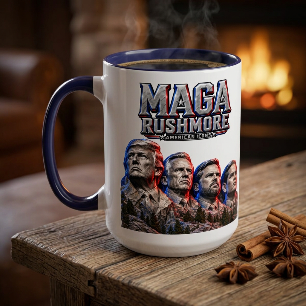 MAGA Rushmore Accent Mug | Trump American Icons Ceramic Coffee Cup