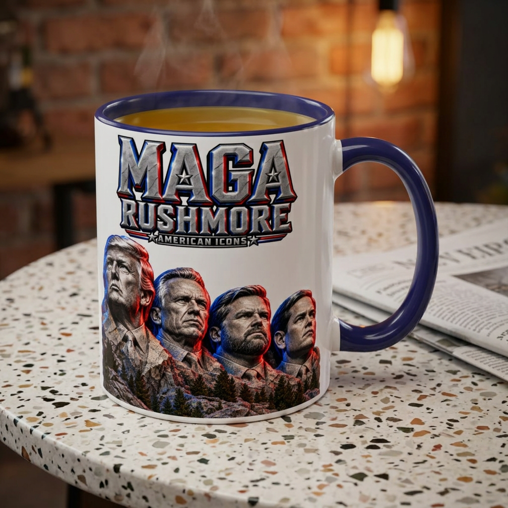 MAGA Rushmore Accent Mug | Trump American Icons Ceramic Coffee Cup