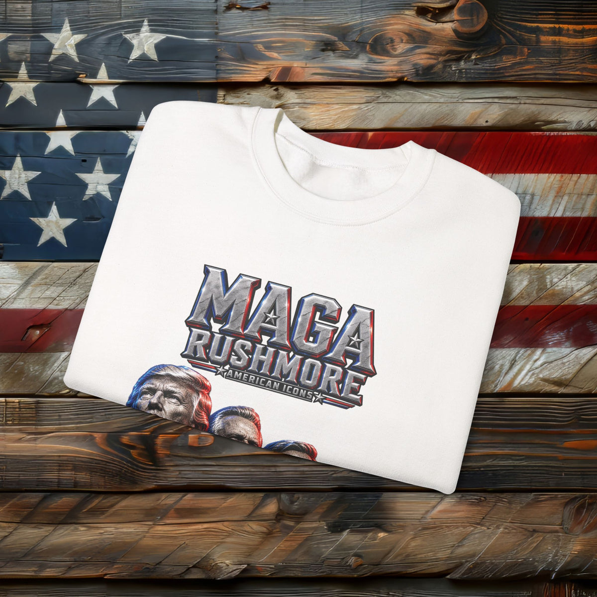 MAGA Rushmore American Icons Crewneck Sweatshirt