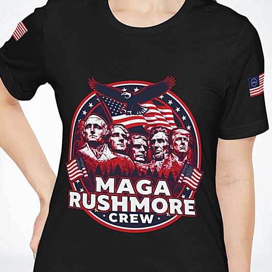 MAGA Rushmore Crew T-Shirt | Patriotic Political Cotton Tee