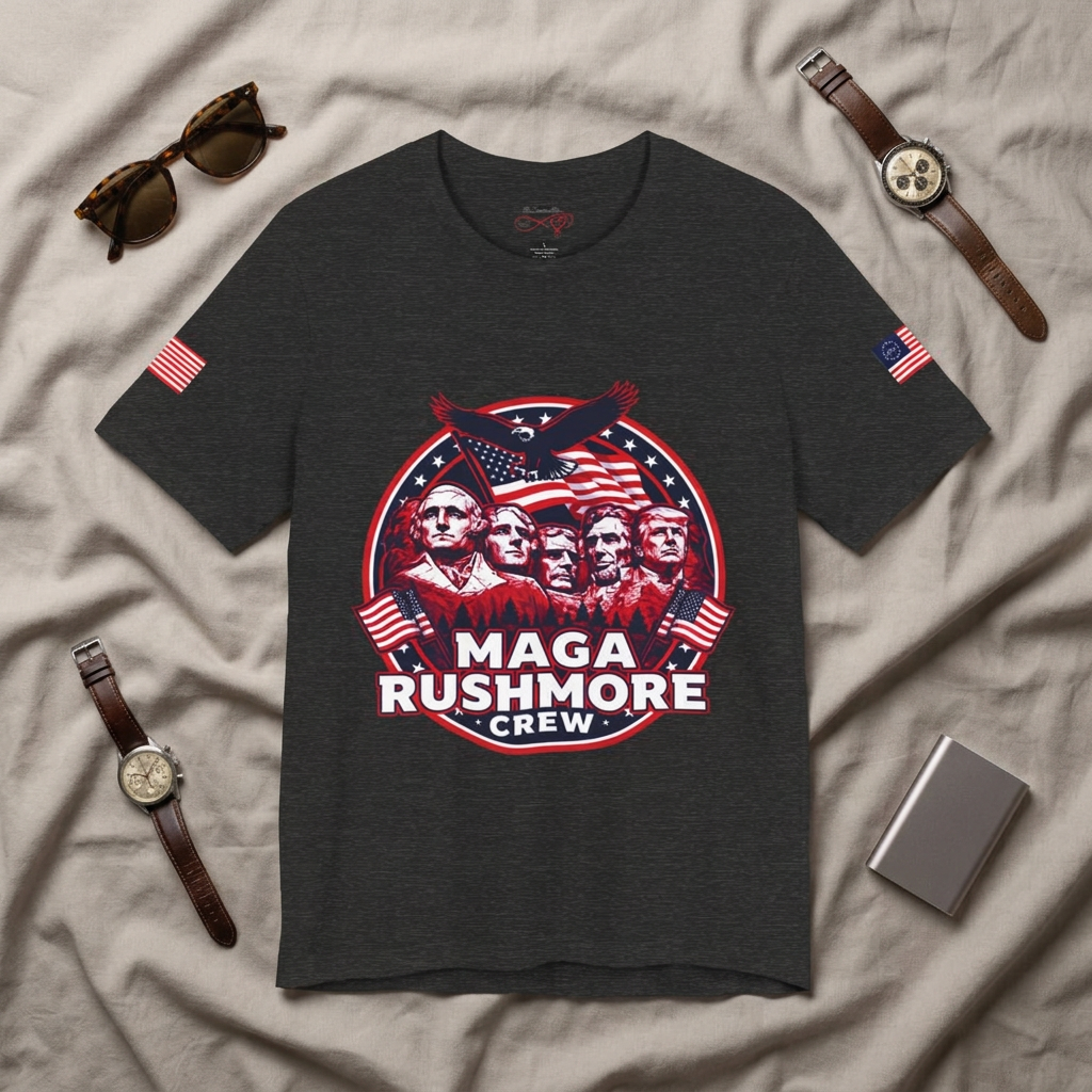 MAGA Rushmore Crew T-Shirt | Patriotic Political Cotton Tee