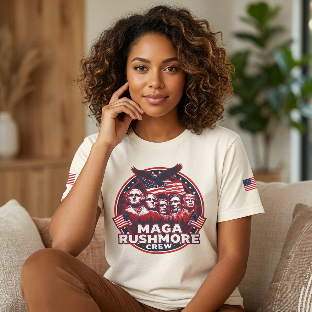 MAGA Rushmore Crew T-Shirt | Patriotic Political Cotton Tee