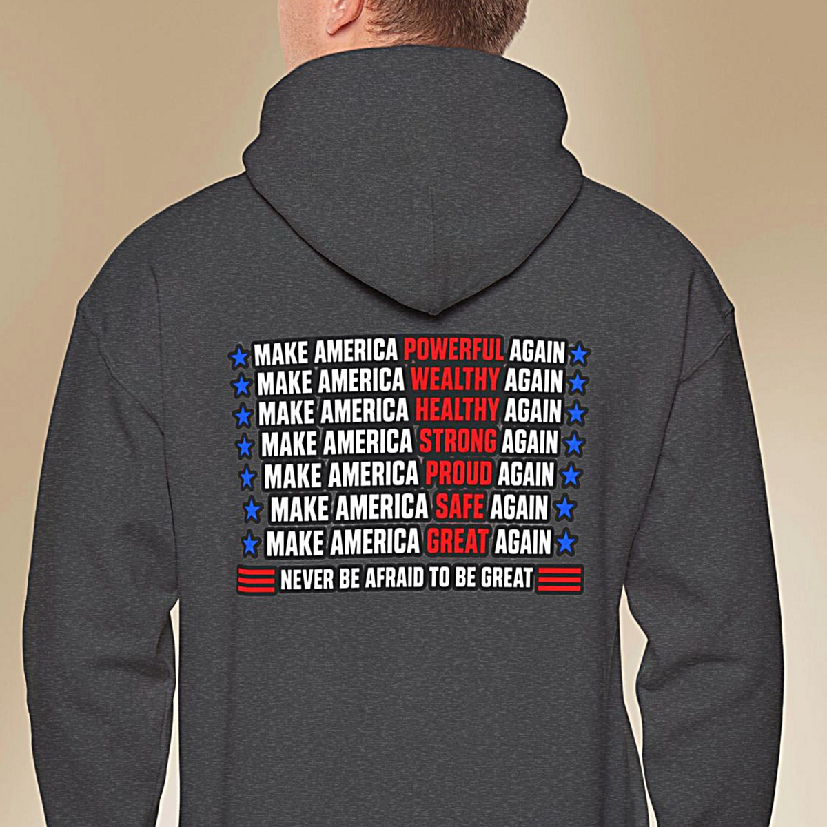 MAGA Trump Hoodie, Patriotic American Flag Back Print, Conservative Unisex Pullover Sweatshirt