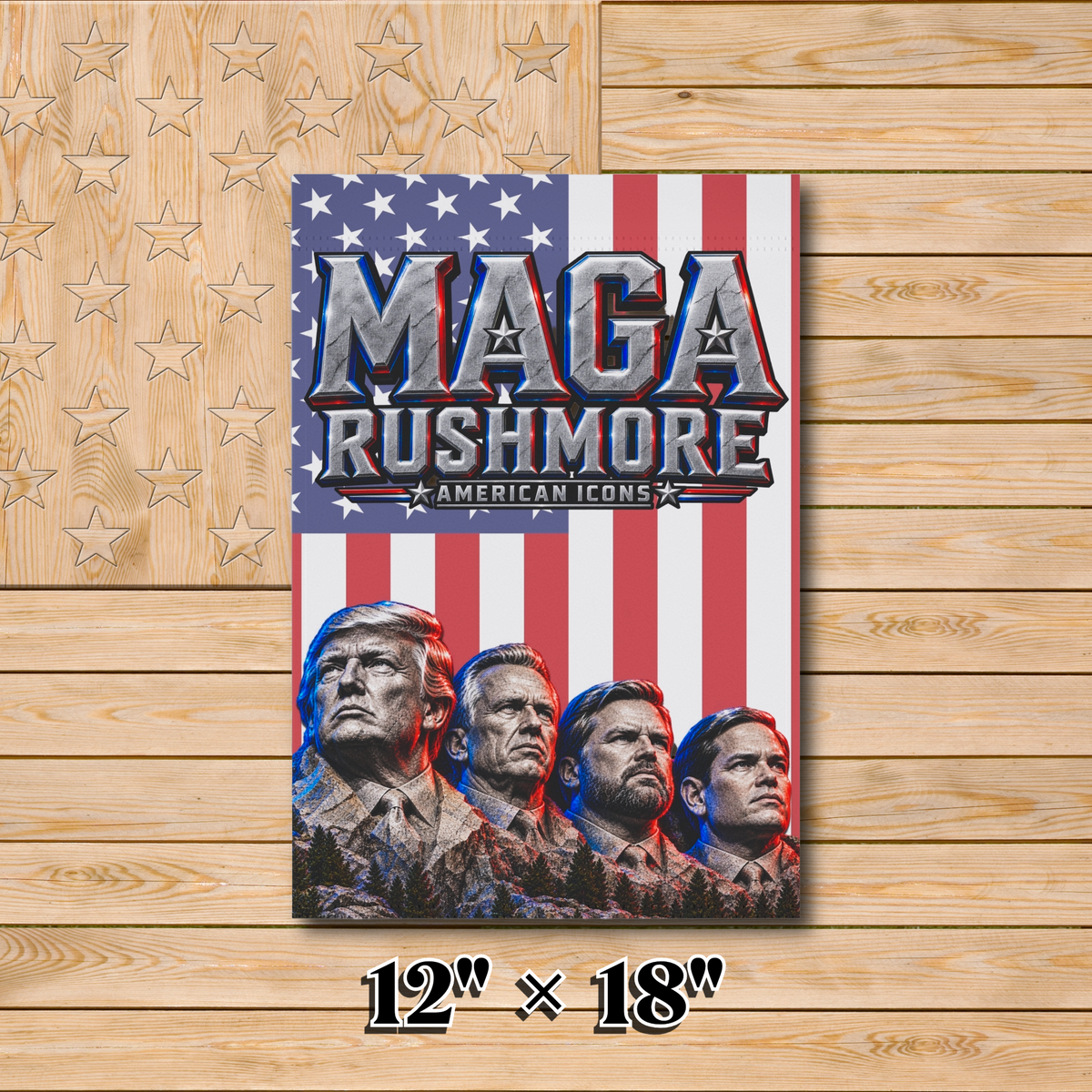 MAGA Rushmore Garden Flag Double Sided Outdoor Banner American Icons Trump