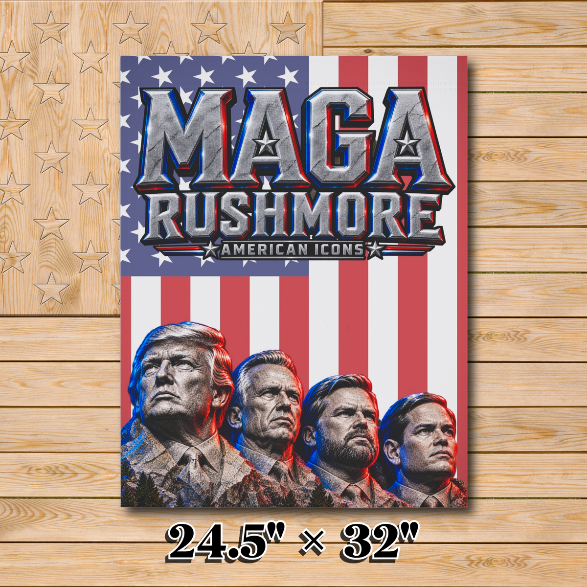 MAGA Rushmore Garden Flag Double Sided Outdoor Banner American Icons Trump