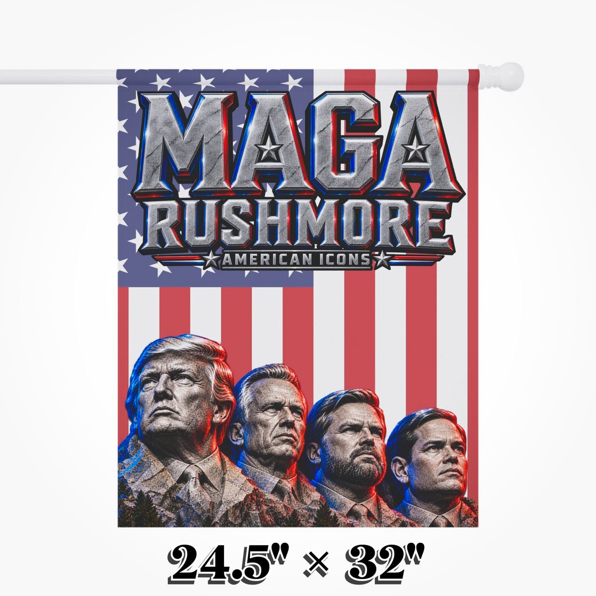 MAGA Rushmore Garden Flag Double Sided Outdoor Banner American Icons Trump
