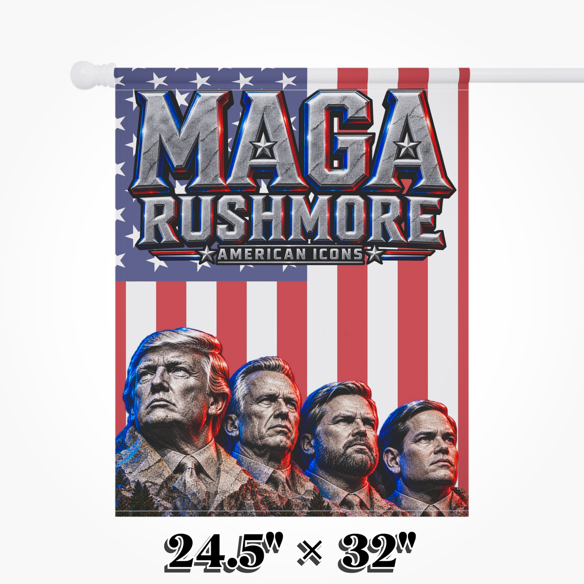 MAGA Rushmore Garden Flag Double Sided Outdoor Banner American Icons Trump