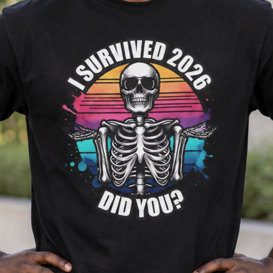 Funny New Year Shirt | I Survived 2026 Skeleton Tee