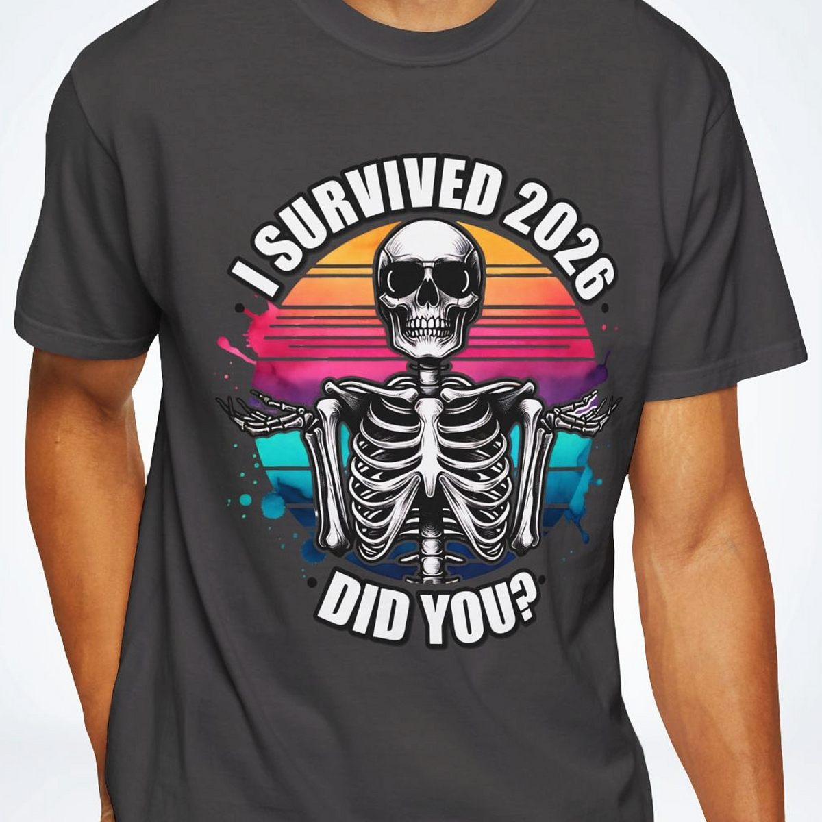 Funny New Year Shirt | I Survived 2026 Skeleton Tee