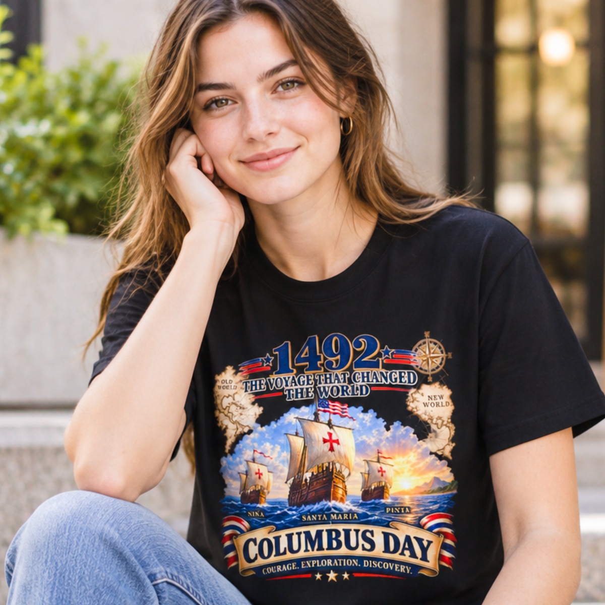 Columbus Day Shirt – 1492 Vintage-Inspired Three Ships Tee