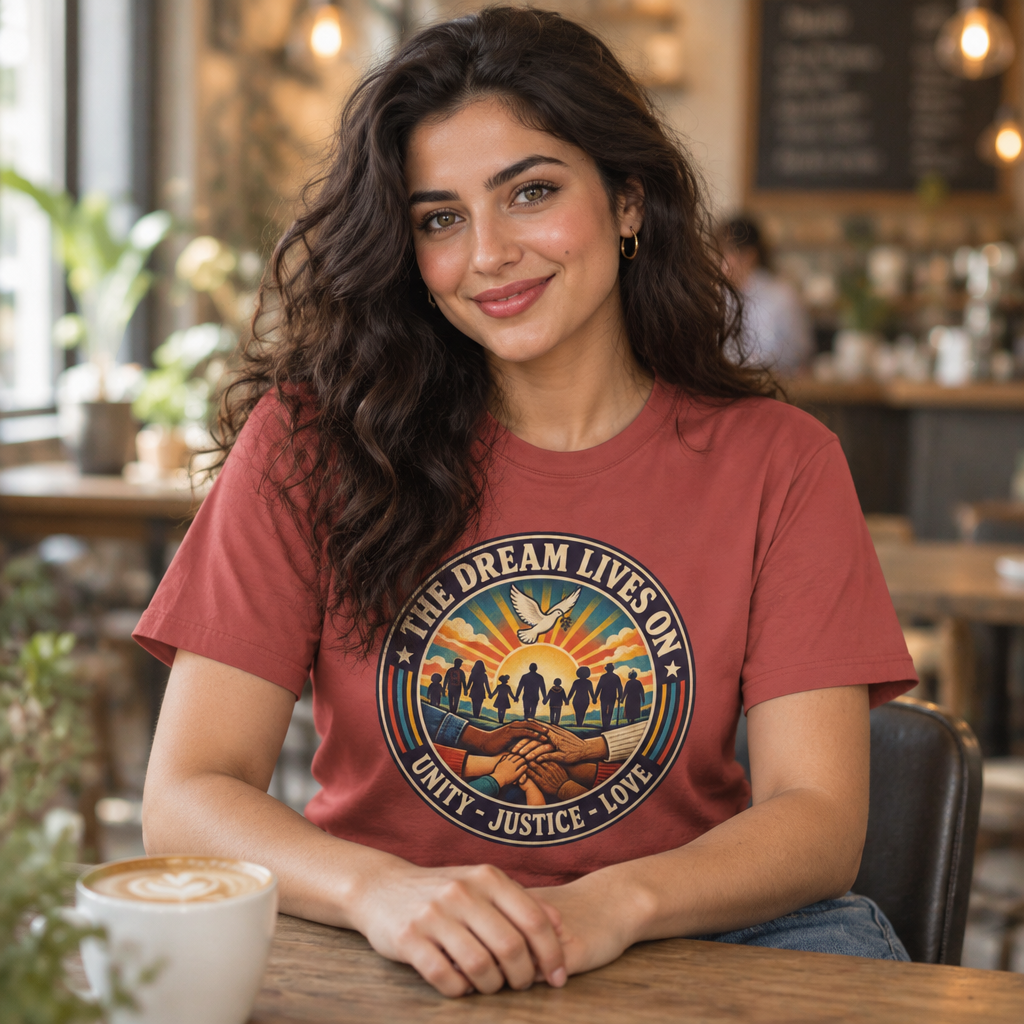 MLK Day Shirt, The Dream Lives On Shirt – Unity, Justice & Love Graphic Tee