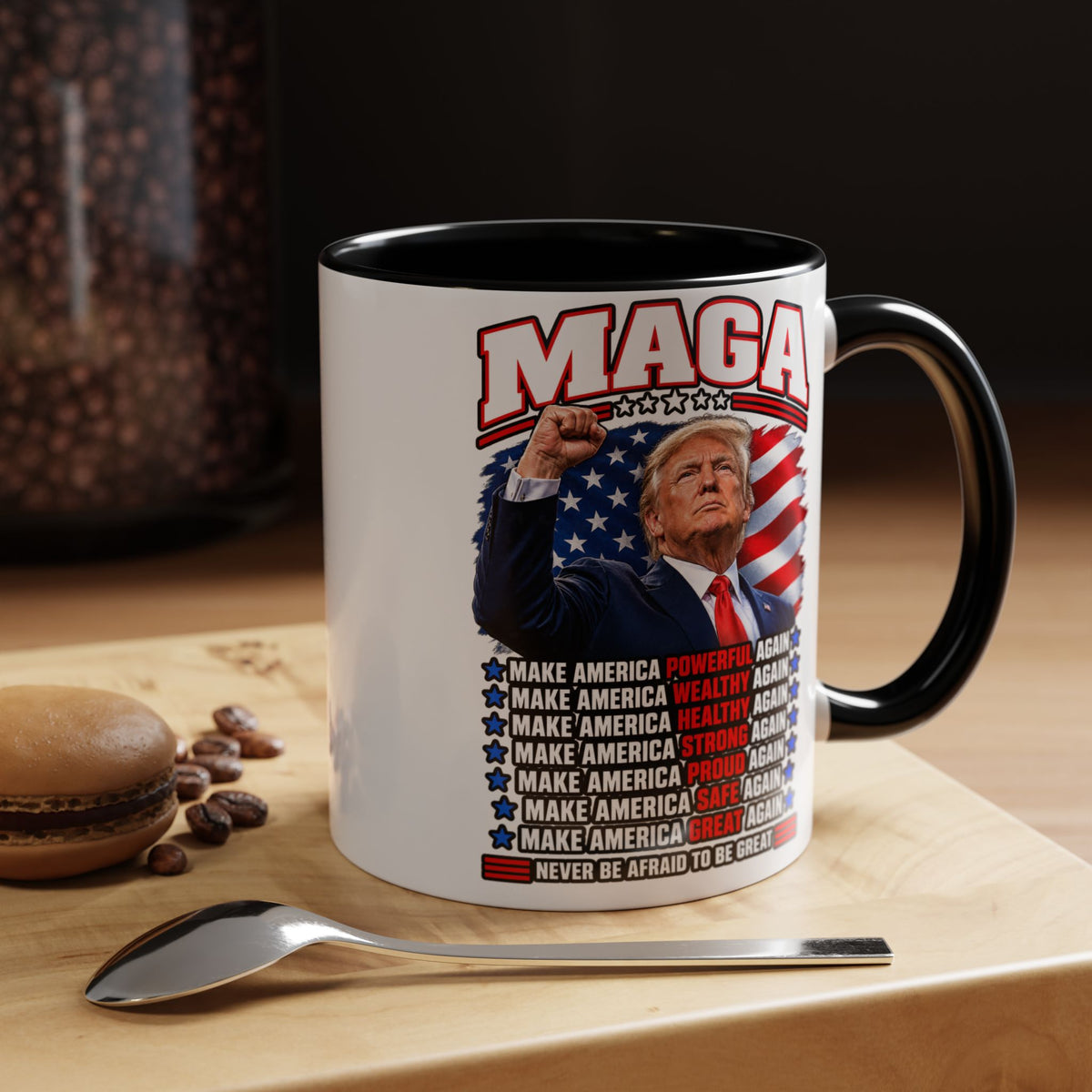 Trump Coffee Mug, MAGA Patriotic American Flag Ceramic Mug, 11 oz or 15 oz Conservative Gift