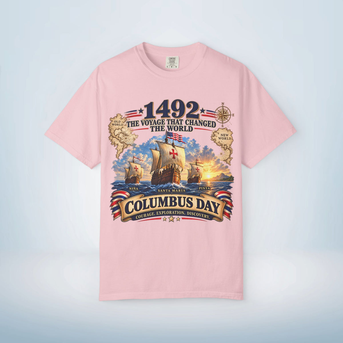 Columbus Day Shirt – 1492 Vintage-Inspired Three Ships Tee