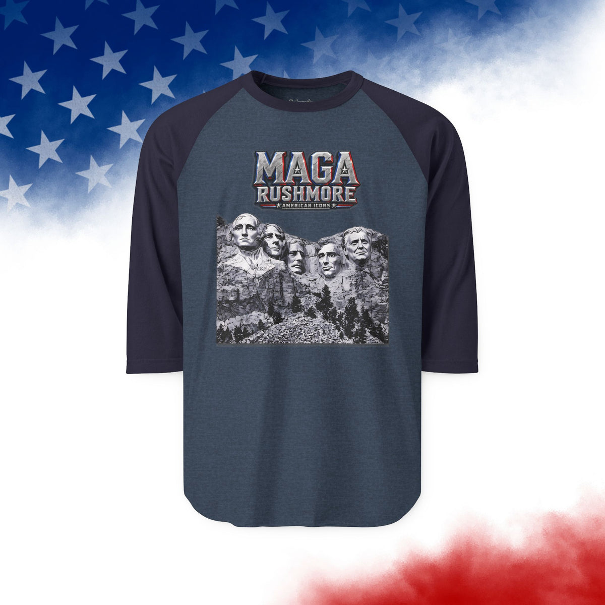 MAGA Rushmore Raglan Shirt | American Icons Baseball Tee