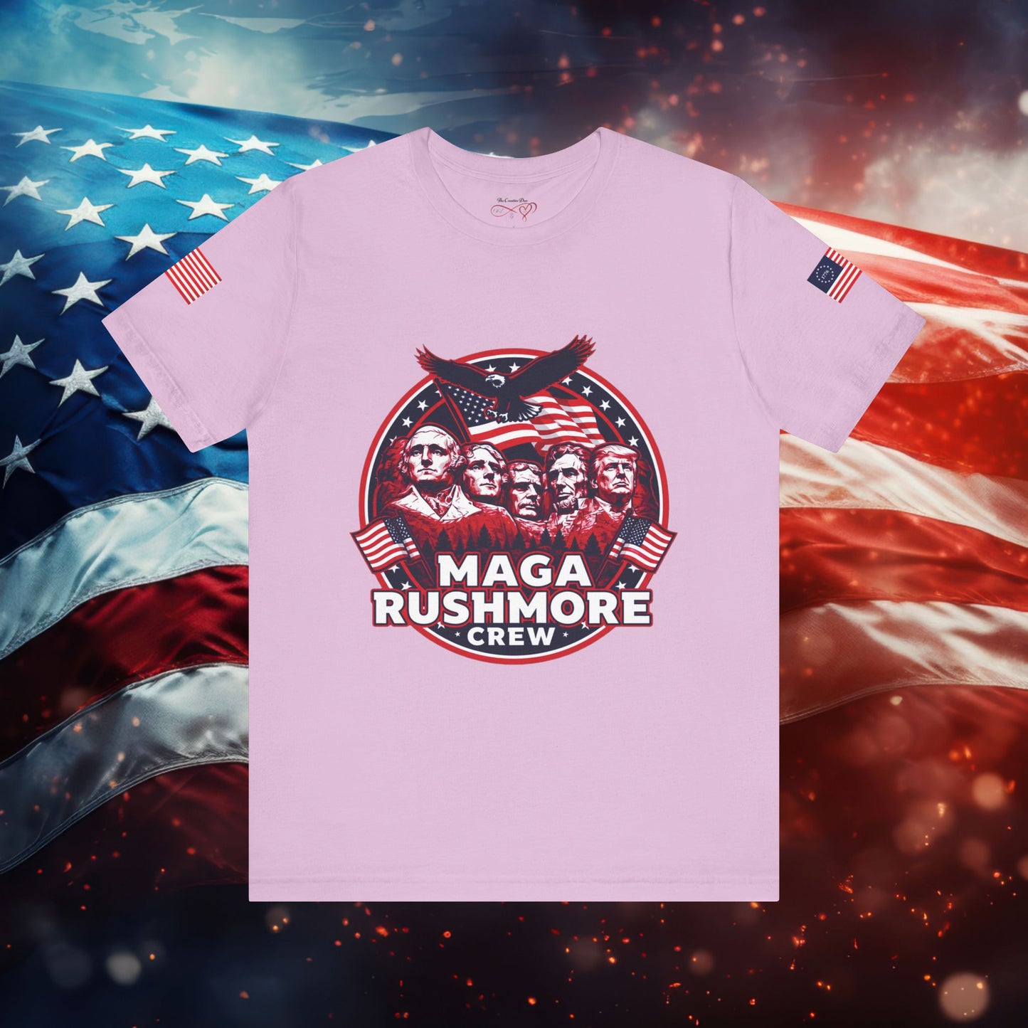 MAGA Rushmore Crew T-Shirt — Patriotic Political Cotton Tee