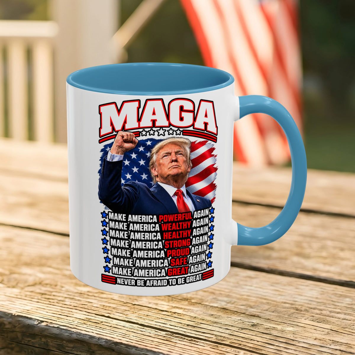 Trump Coffee Mug, MAGA Patriotic American Flag Ceramic Mug, 11 oz or 15 oz Conservative Gift