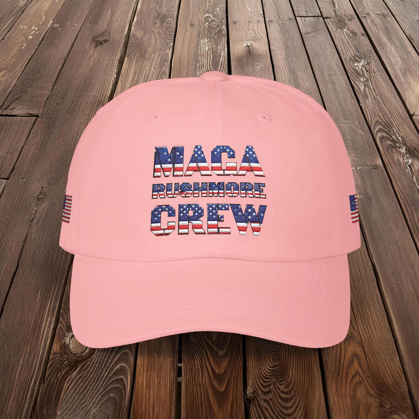 Patriotic "MAGA RUSHMORE CREW" Dad Cap — USA Flag Embroidered Baseball Hat