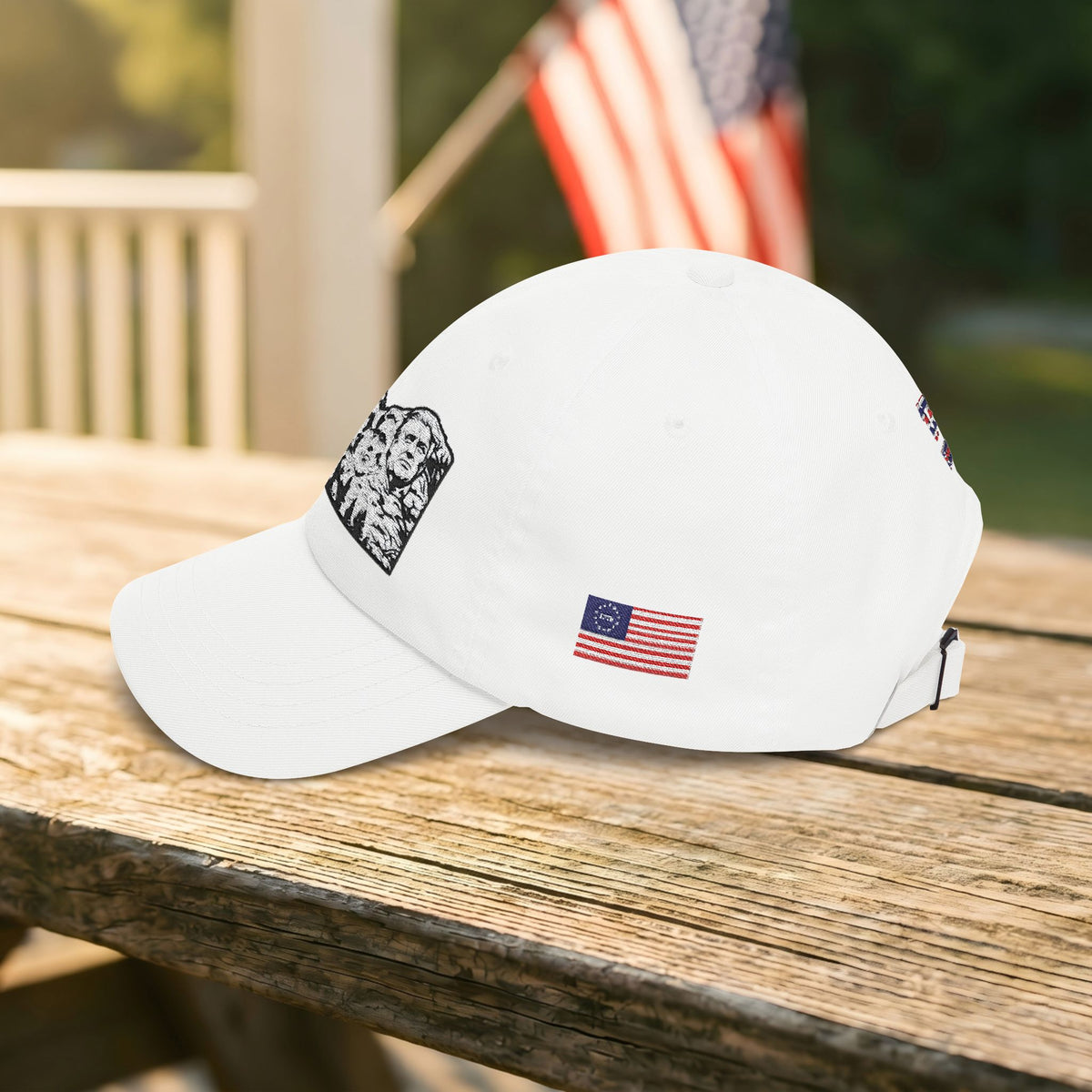 Patriotic "MAGA RUSHMORE CREW" Dad Cap — USA Flag Embroidered Baseball Hat