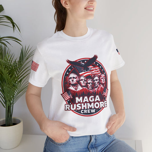 MAGA Rushmore Crew T-Shirt — Patriotic Political Cotton Tee