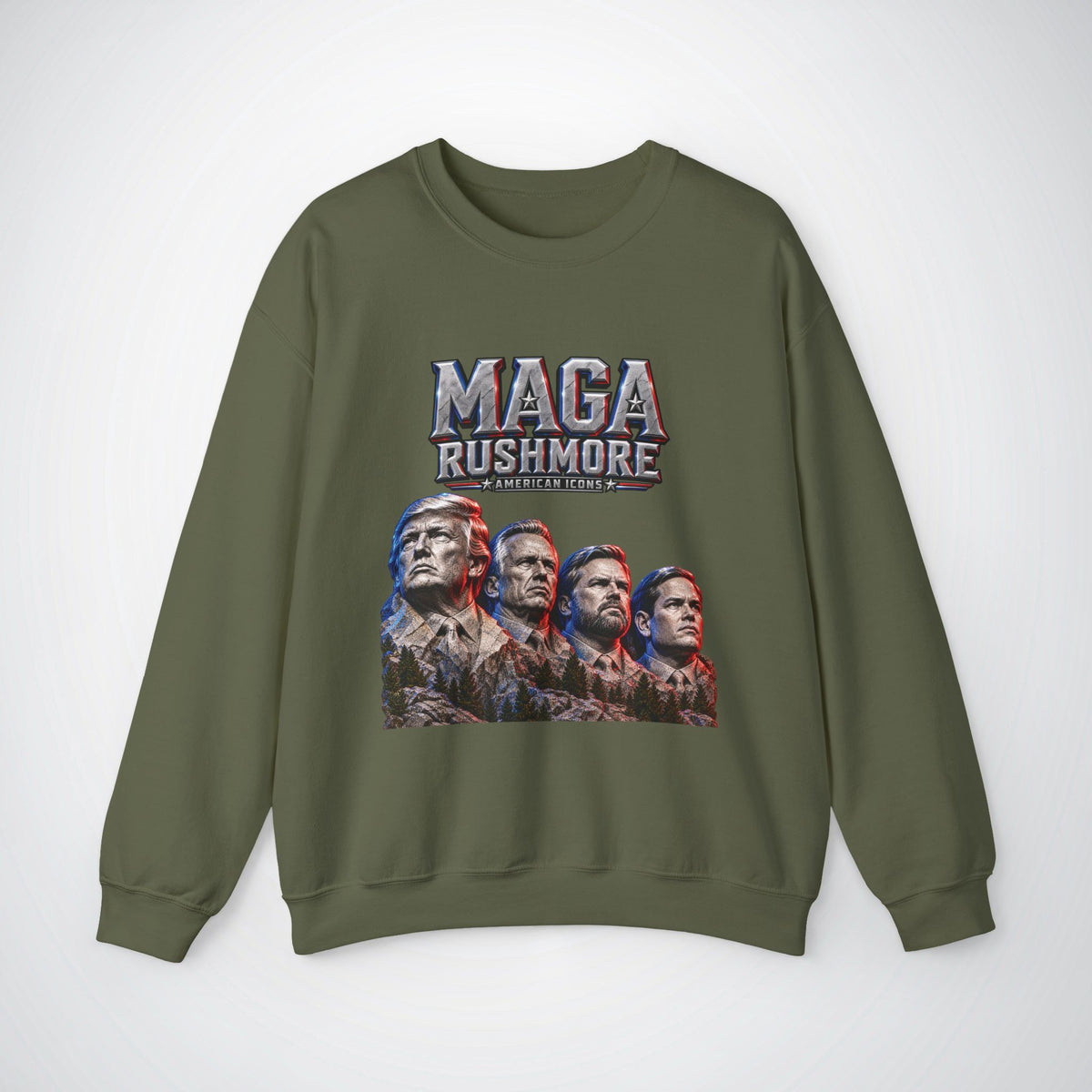 MAGA Rushmore American Icons Crewneck Sweatshirt