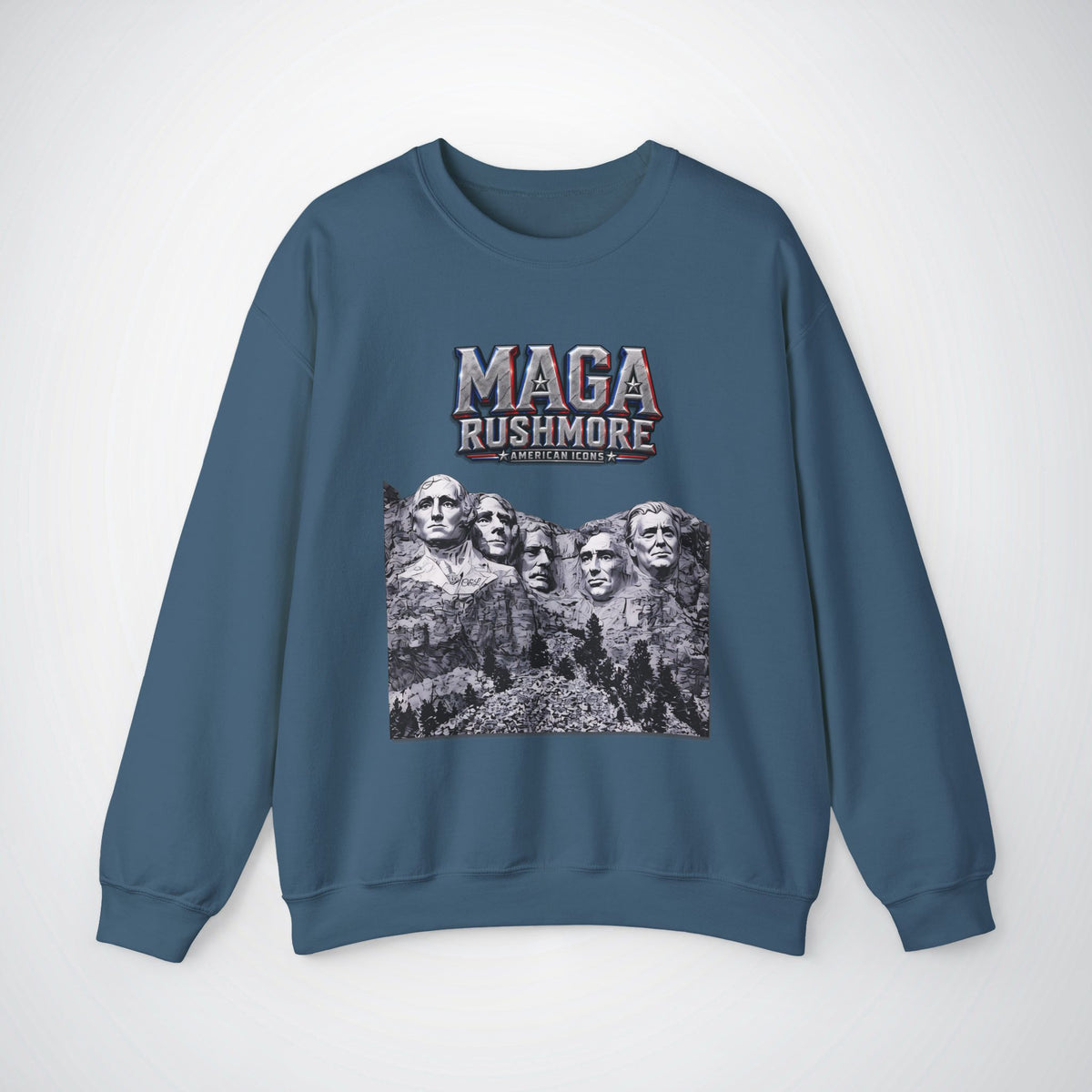 MAGA Rushmore Sweatshirt | American Icons Crewneck Gildan 18000