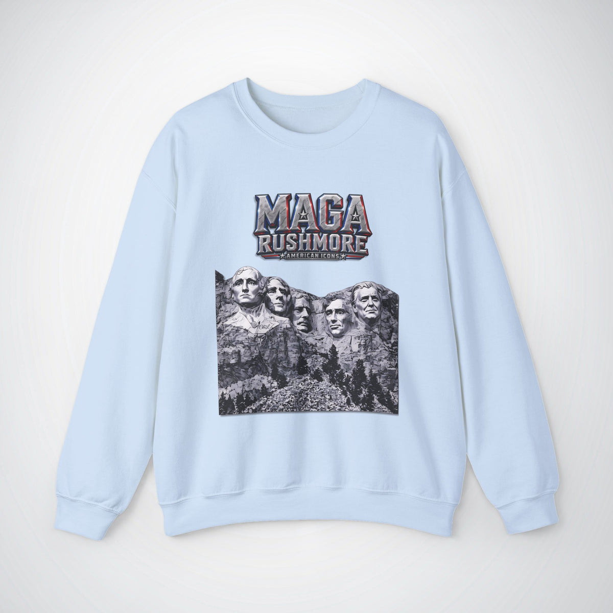MAGA Rushmore Sweatshirt | American Icons Crewneck Gildan 18000