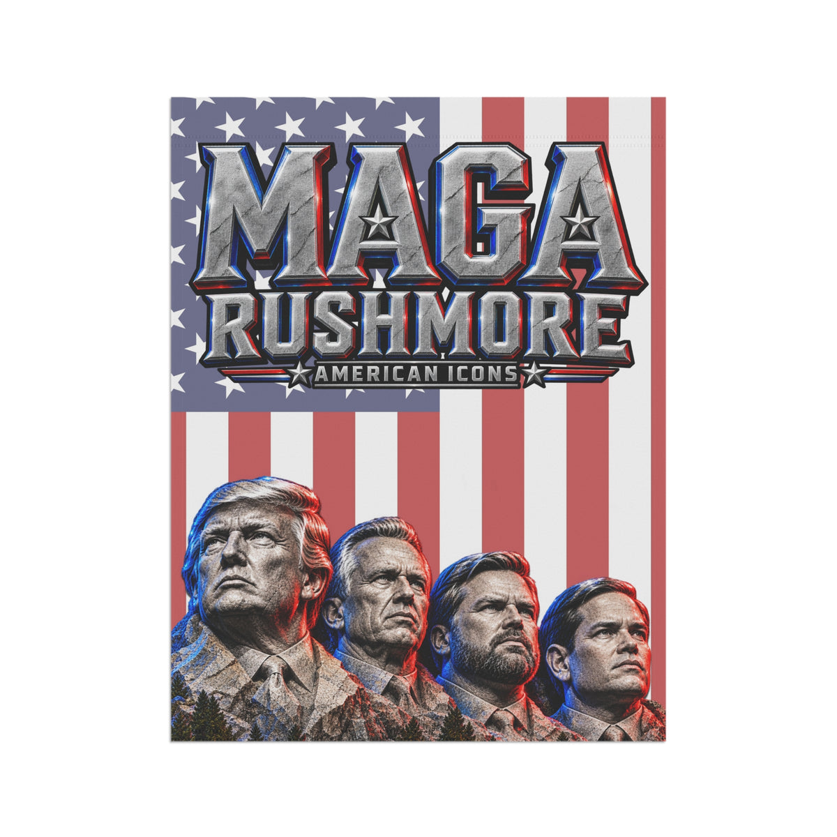 MAGA Rushmore Garden Flag Double Sided Outdoor Banner American Icons Trump