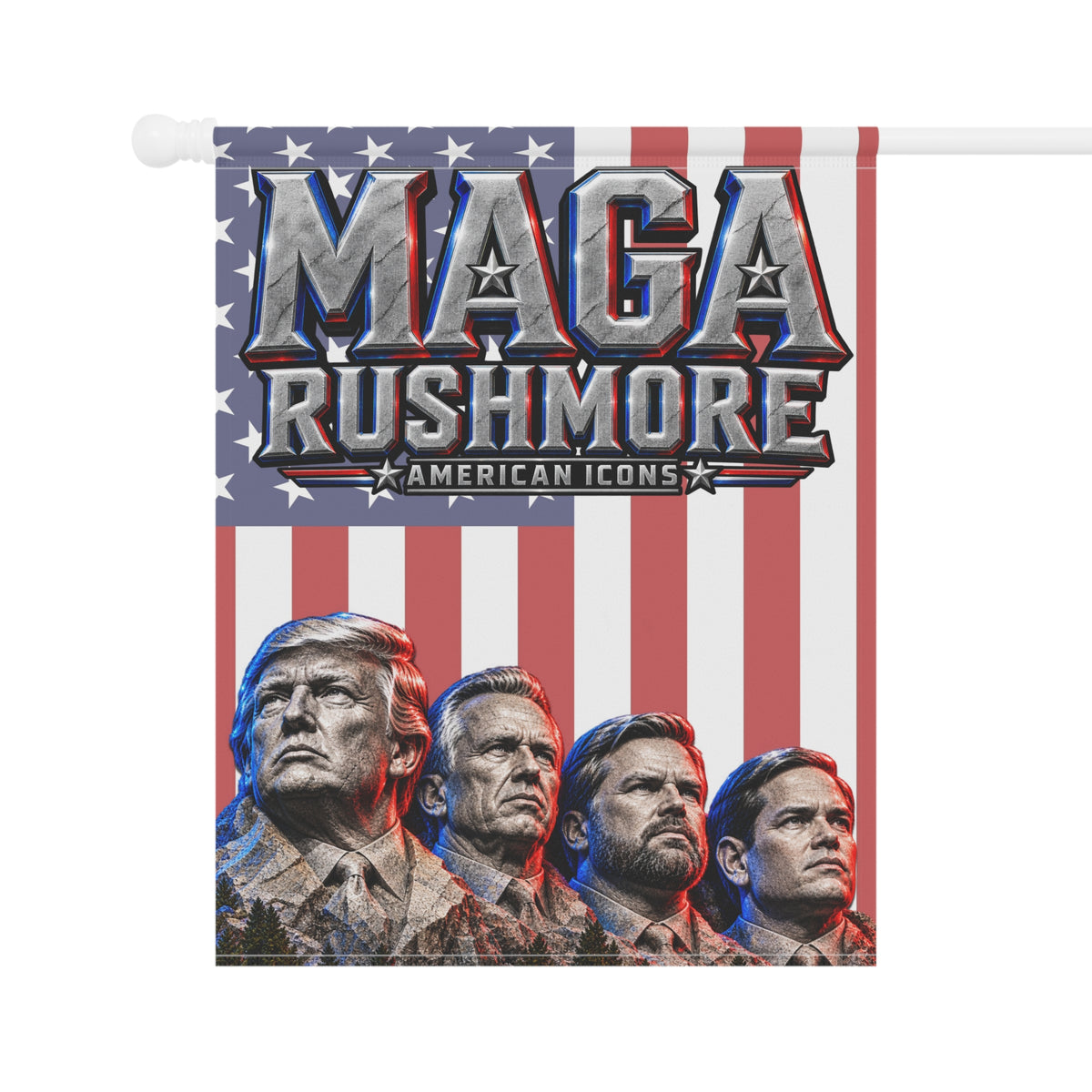 MAGA Rushmore Garden Flag Double Sided Outdoor Banner American Icons Trump