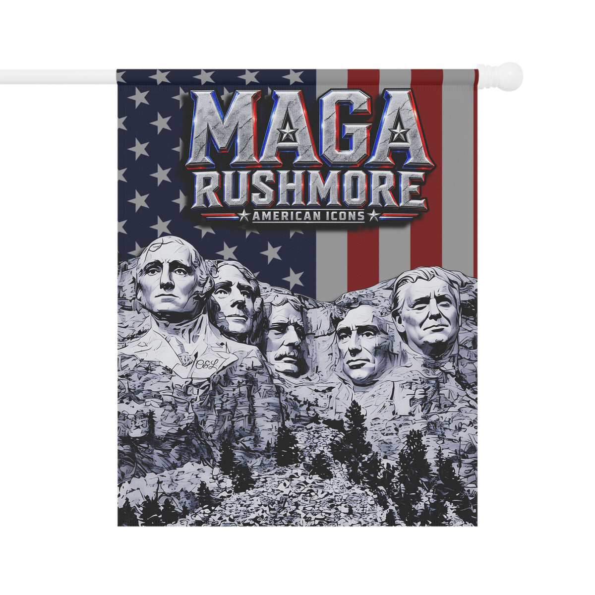 MAGA Rushmore Garden Flag | American Icons Patriotic Banner for Yard, Porch & Outdoor Decor