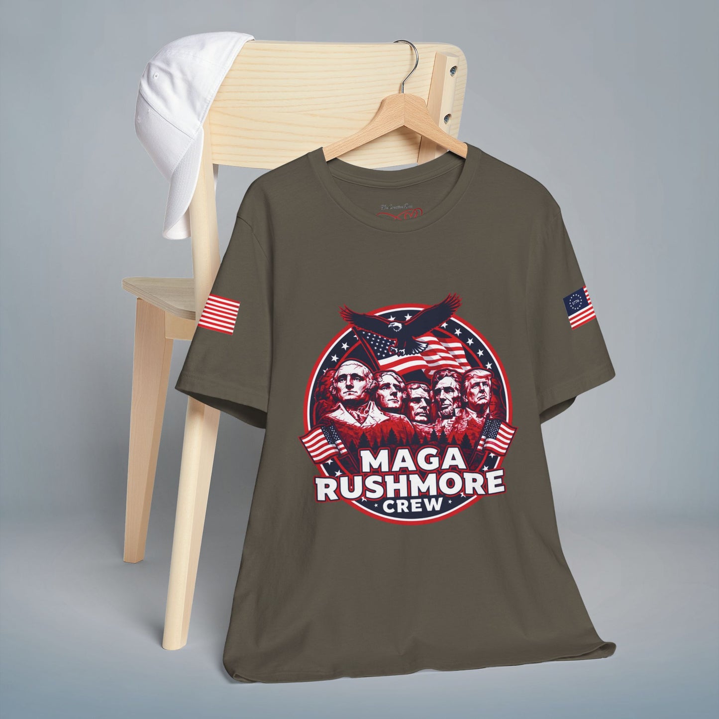 MAGA Rushmore Crew T-Shirt — Patriotic Political Cotton Tee