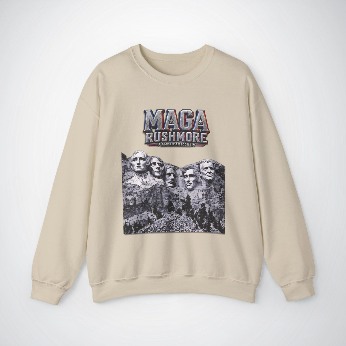 MAGA Rushmore Sweatshirt | American Icons Crewneck Gildan 18000