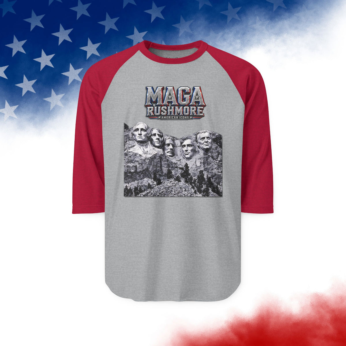 MAGA Rushmore Raglan Shirt | American Icons Baseball Tee