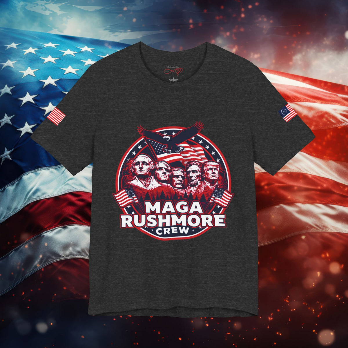 MAGA Rushmore Crew T-Shirt | Patriotic Political Cotton Tee
