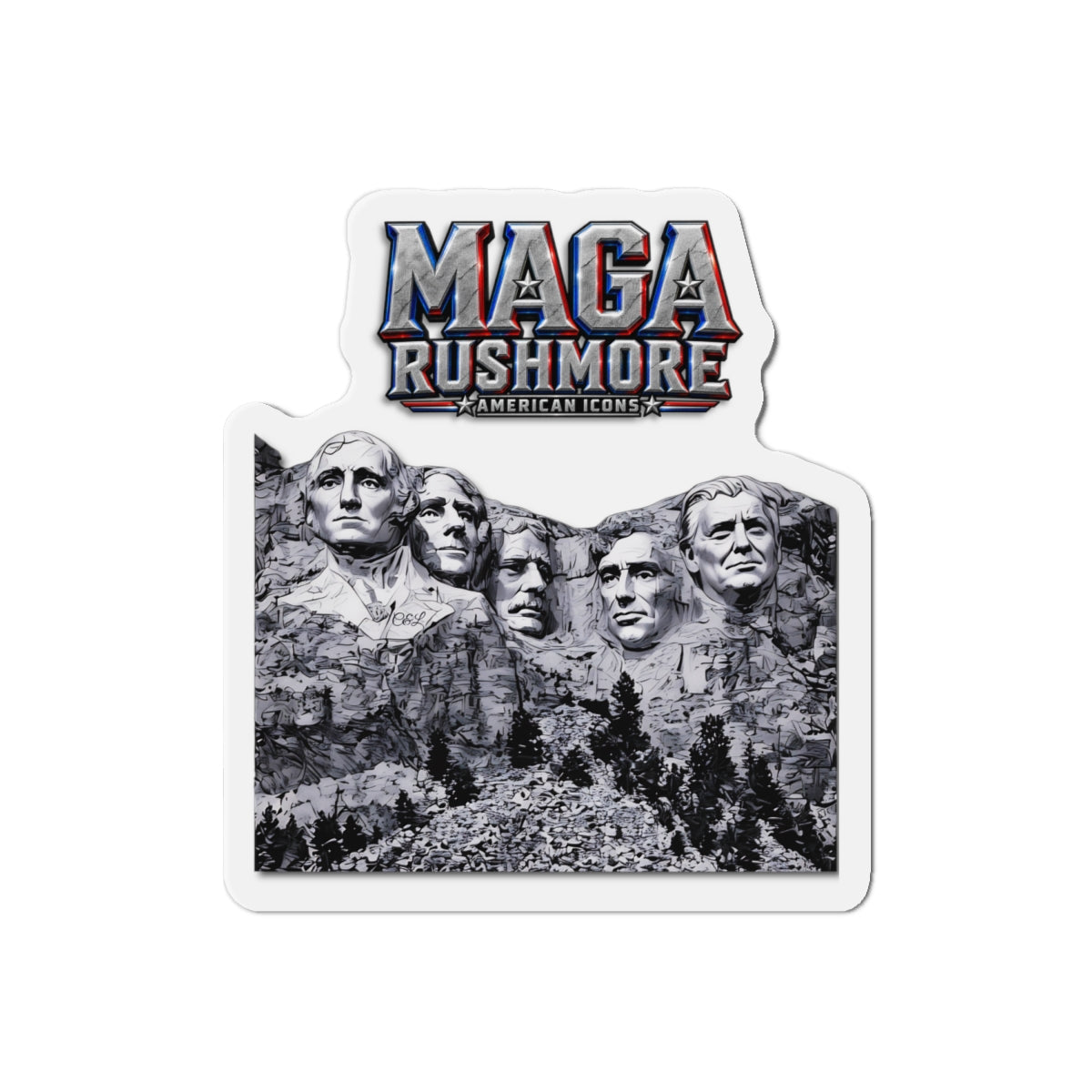 Trump Fridge Magnet | MAGA Rushmore Die-Cut Vinyl